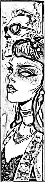 Free colorable bookmarks of a witch with a skeleton